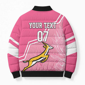 Personalized South Africa WC2026 Bomber Puffer Jacket Springboks Special Pink