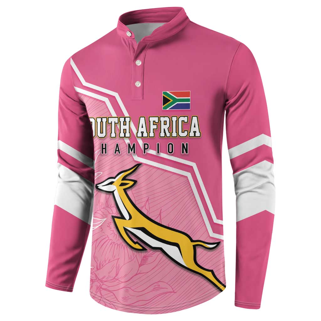 Personalized South Africa WC2026 Button Sweatshirt Springboks Special Pink