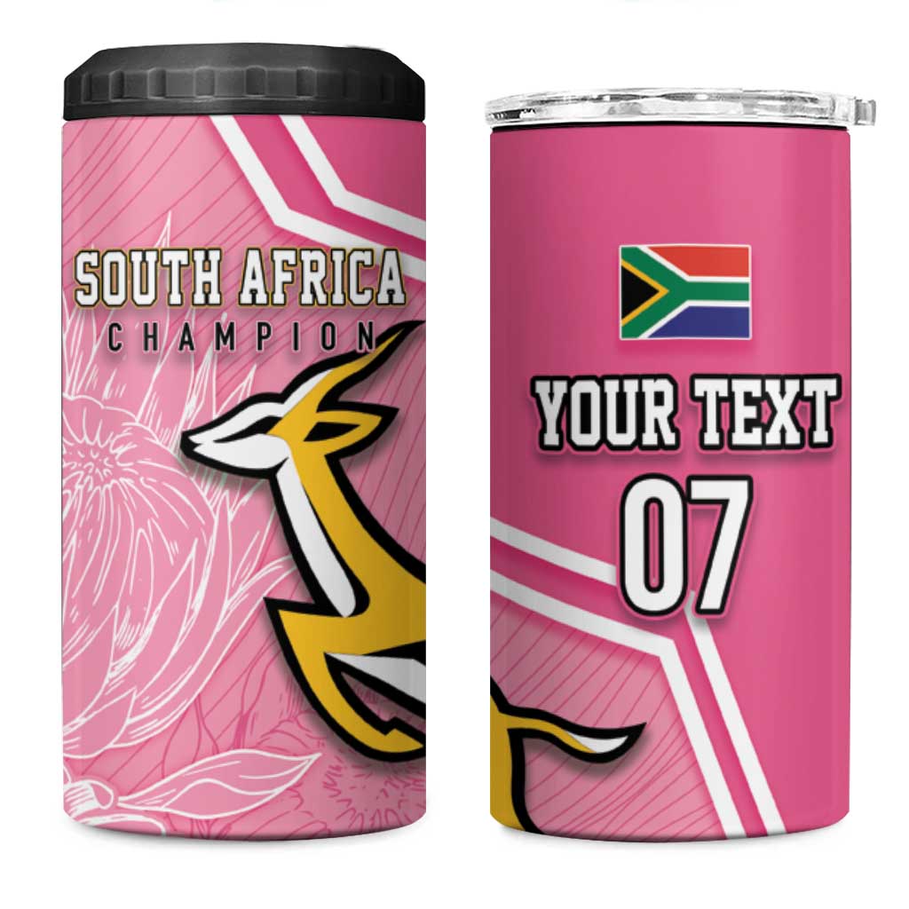 Personalized South Africa WC2026 4 in 1 Can Cooler Tumbler Springboks Special Pink
