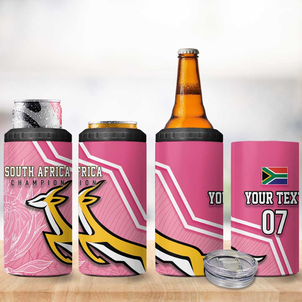 Personalized South Africa WC2026 4 in 1 Can Cooler Tumbler Springboks Special Pink