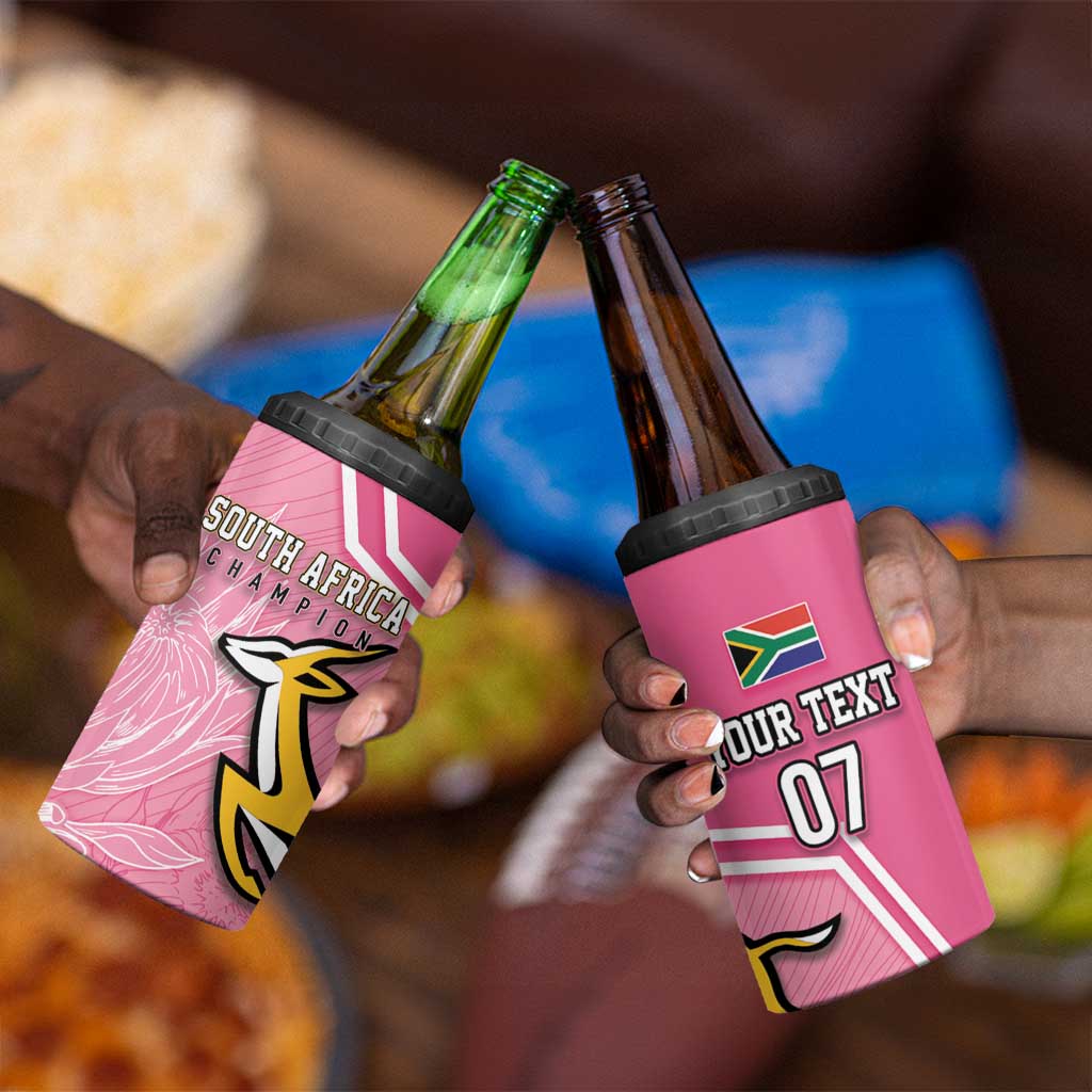Personalized South Africa WC2026 4 in 1 Can Cooler Tumbler Springboks Special Pink