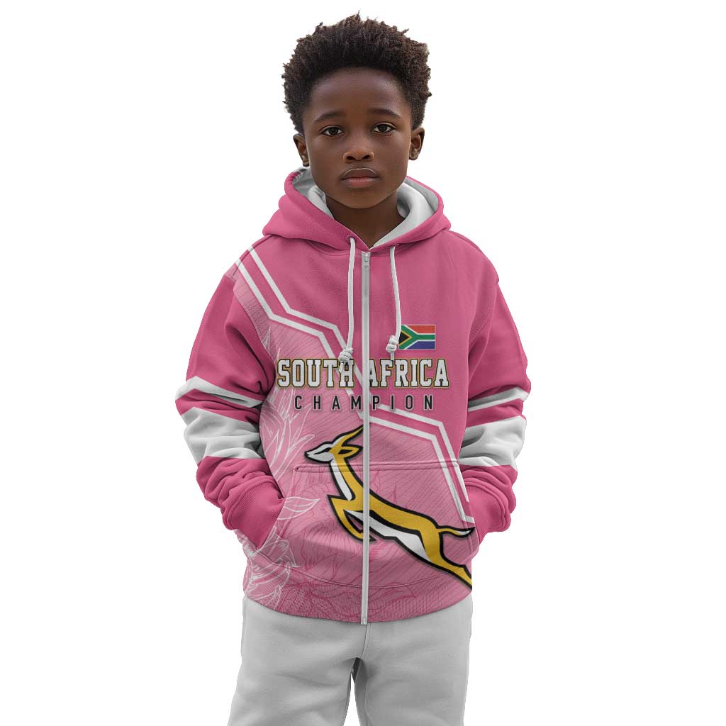 Personalized South Africa WC2026 Kid Hoodie Springboks Special Pink