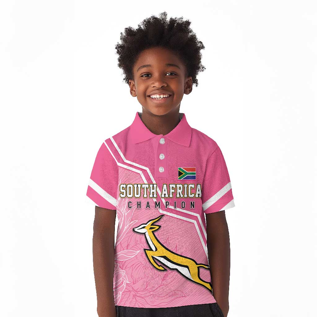 Personalized South Africa WC2026 Kid Polo Shirt Springboks Special Pink