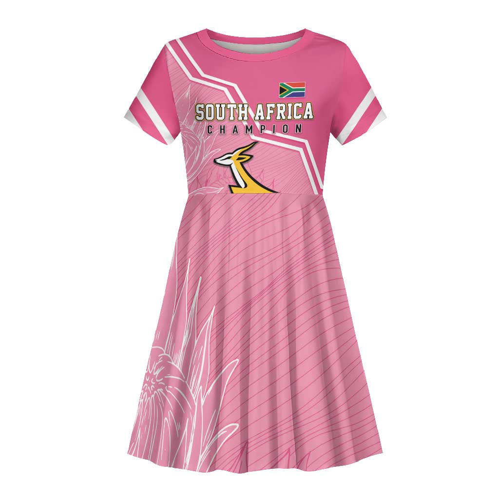 Personalized South Africa WC2026 Kid Short Sleeve Dress Springboks Special Pink