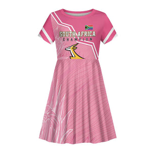 Personalized South Africa WC2026 Kid Short Sleeve Dress Springboks Special Pink
