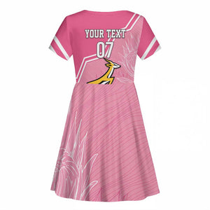 Personalized South Africa WC2026 Kid Short Sleeve Dress Springboks Special Pink