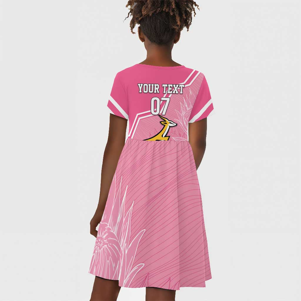 Personalized South Africa WC2026 Kid Short Sleeve Dress Springboks Special Pink