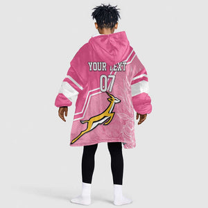 Personalized South Africa WC2026 Kid Wearable Blanket Hoodie Springboks Special Pink