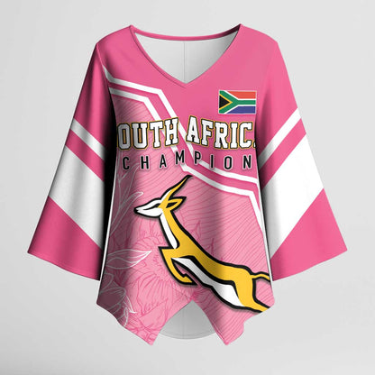 Personalized South Africa WC2026 Kimono Sleeve Blouse Springboks Special Pink