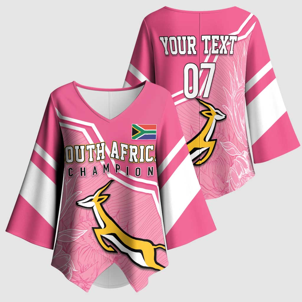 Personalized South Africa WC2026 Kimono Sleeve Blouse Springboks Special Pink