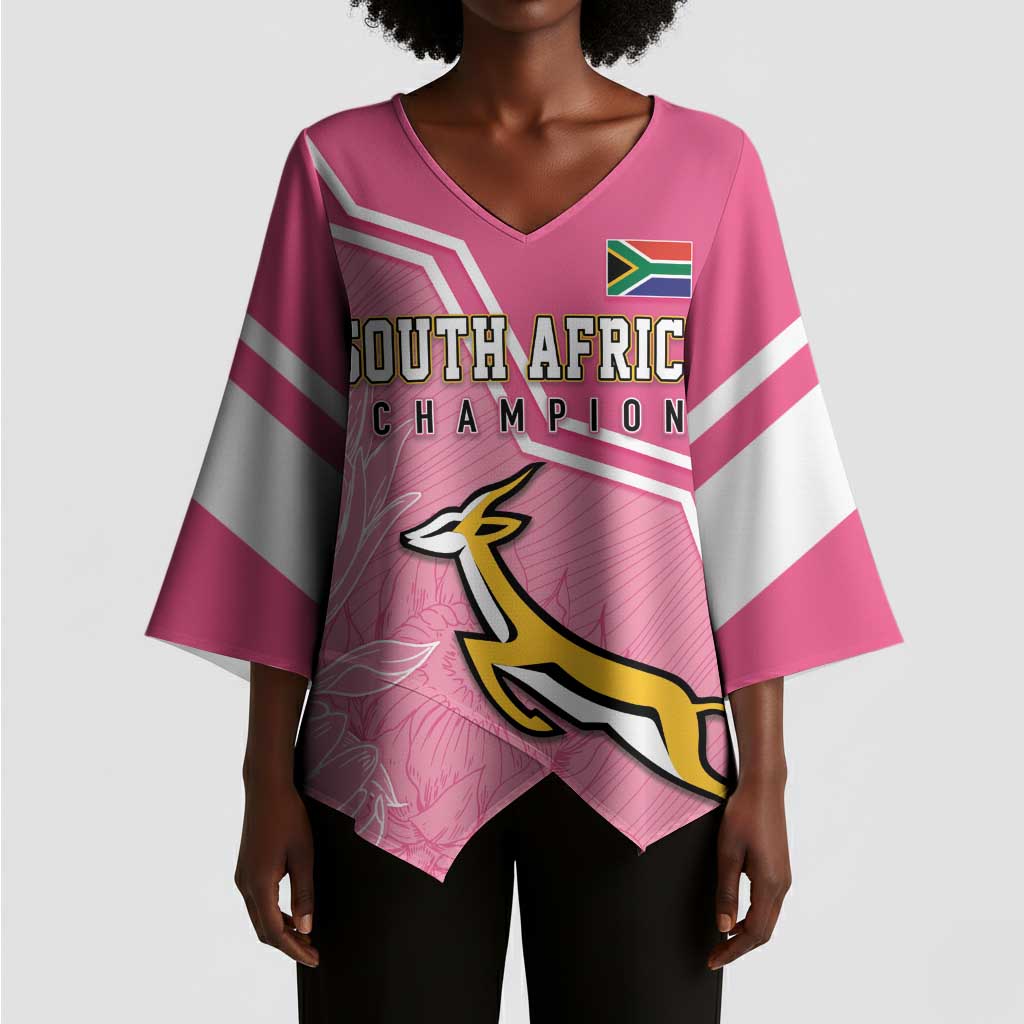 Personalized South Africa WC2026 Kimono Sleeve Blouse Springboks Special Pink