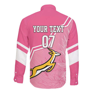 Personalized South Africa WC2026 Long Sleeve Button Shirt Springboks Special Pink