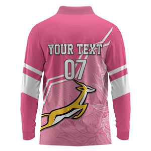 Personalized South Africa WC2026 Long Sleeve Polo Shirt Springboks Special Pink