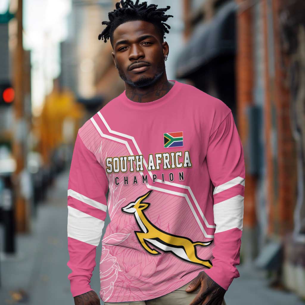 Personalized South Africa WC2026 Long Sleeve Shirt Springboks Special Pink