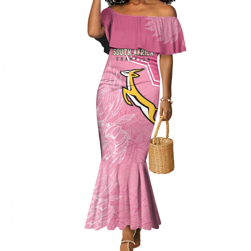 Personalized South Africa WC2026 Mermaid Dress Springboks Special Pink