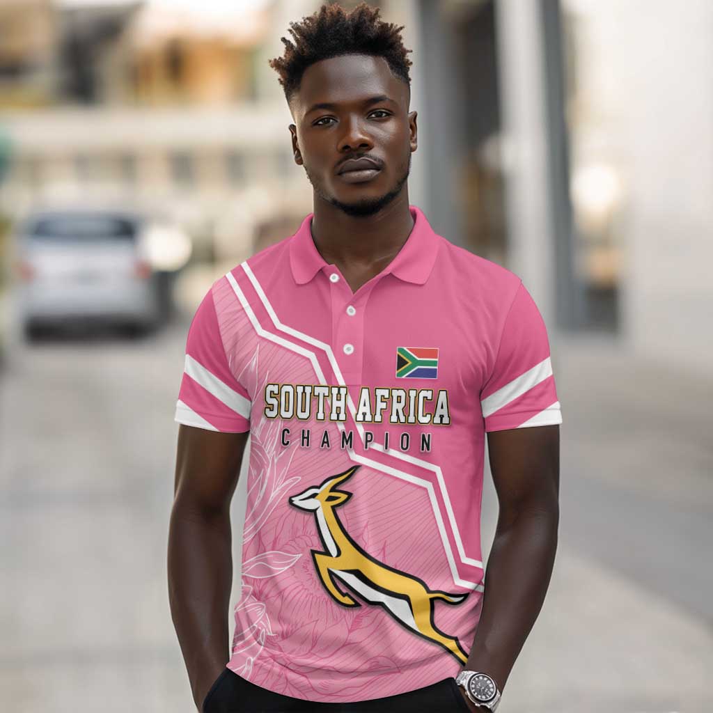 Personalized South Africa WC2026 Polo Shirt Springboks Special Pink