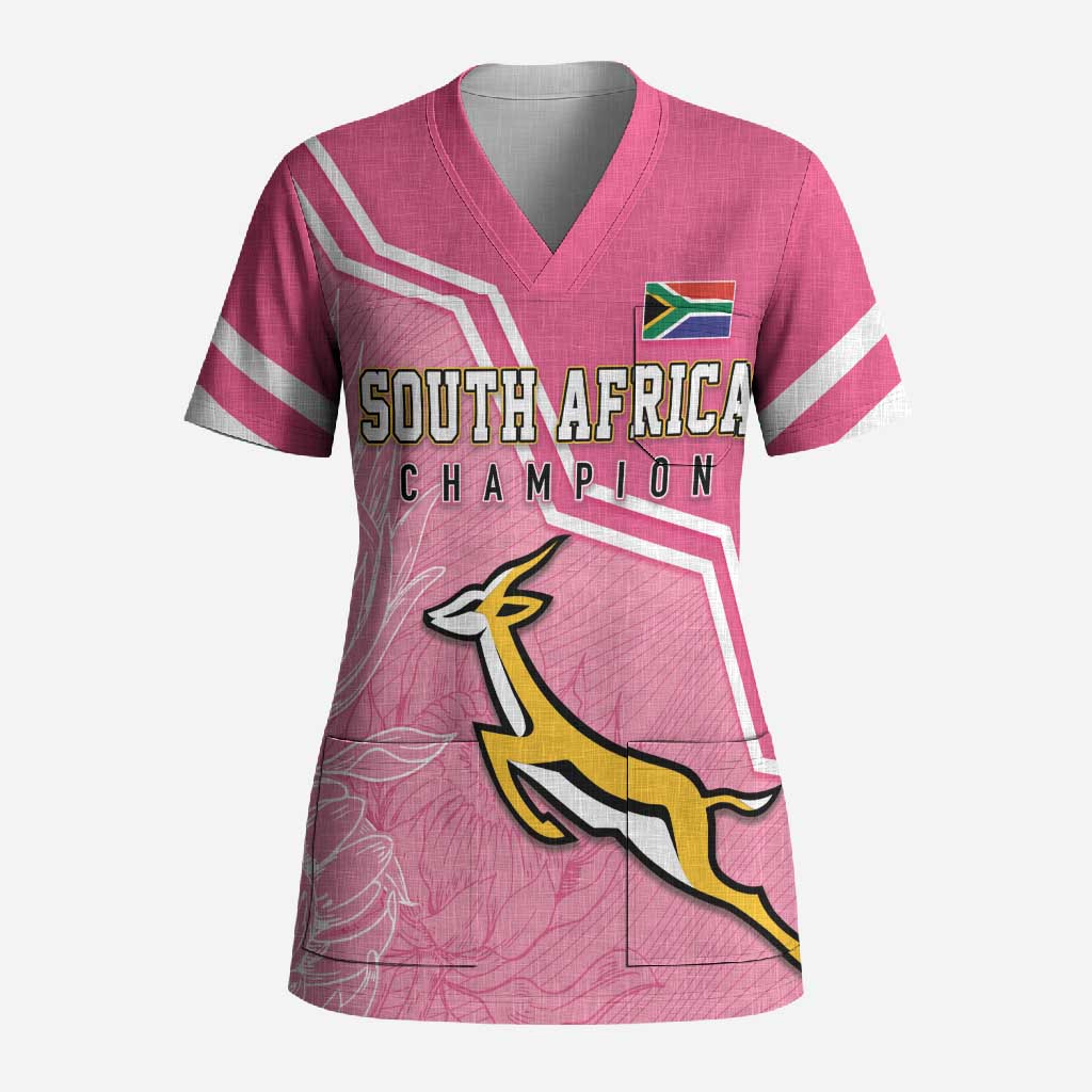 Personalized South Africa WC2026 Scrub Top Springboks Special Pink