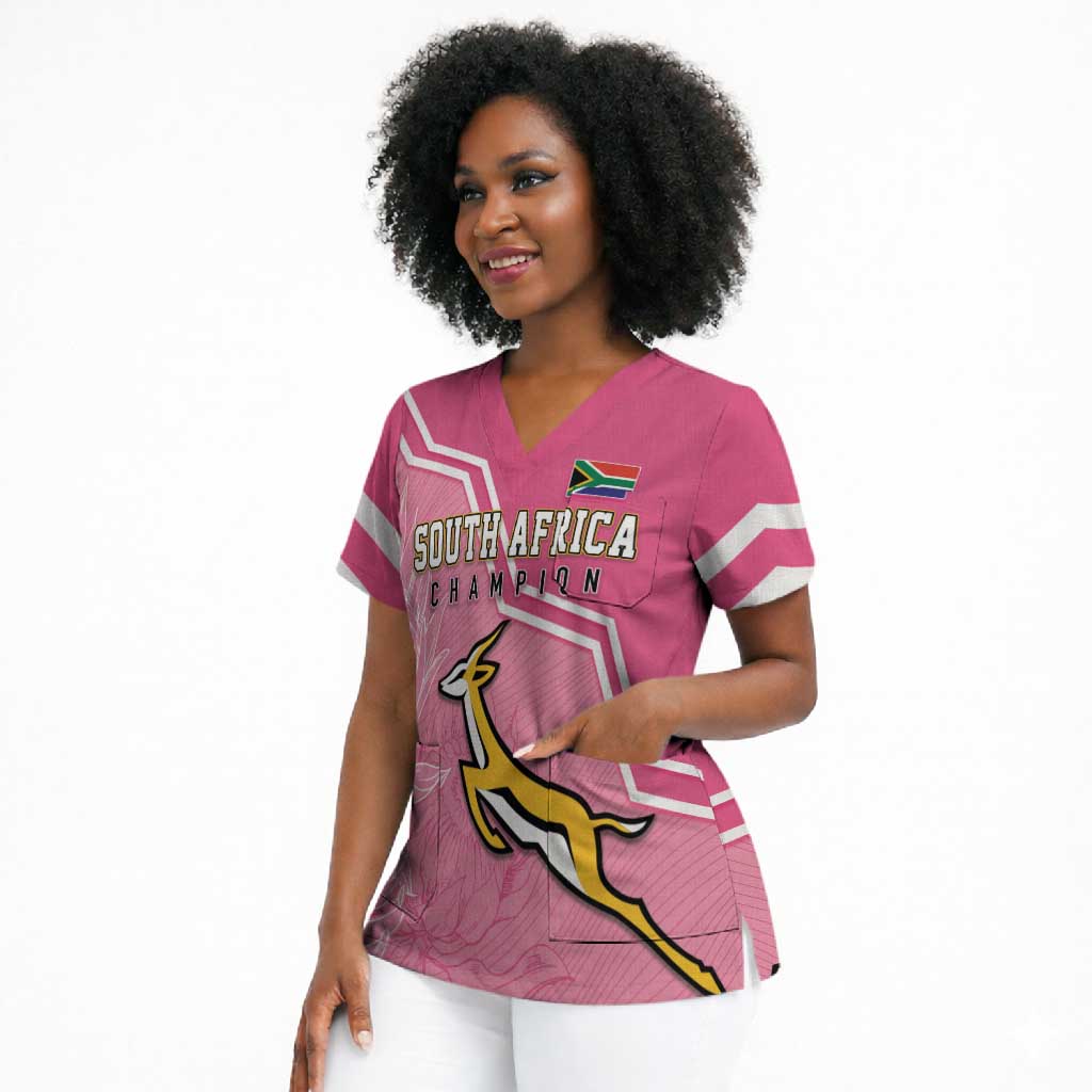 Personalized South Africa WC2026 Scrub Top Springboks Special Pink