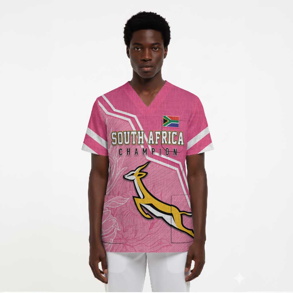 Personalized South Africa WC2026 Scrub Top Springboks Special Pink
