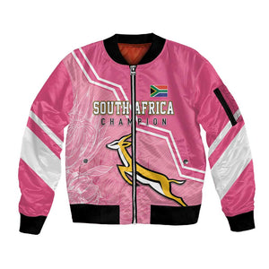 Personalized South Africa WC2026 Sleeve Zip Bomber Jacket Springboks Special Pink