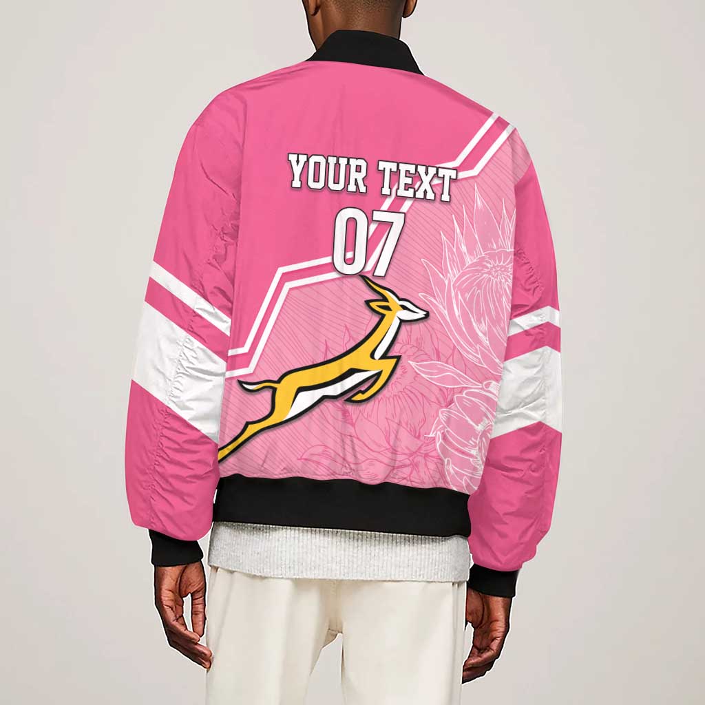 Personalized South Africa WC2026 Sleeve Zip Bomber Jacket Springboks Special Pink