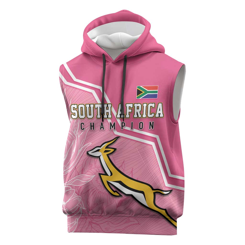 Personalized South Africa WC2026 Sleeveless Hoodie Springboks Special Pink