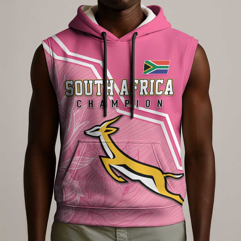 Personalized South Africa WC2026 Sleeveless Hoodie Springboks Special Pink
