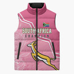 Personalized South Africa WC2026 Sleeveless Puffer Jacket Springboks Special Pink