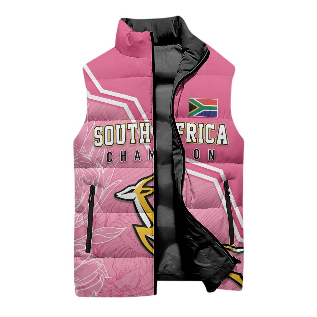 Personalized South Africa WC2026 Sleeveless Puffer Jacket Springboks Special Pink