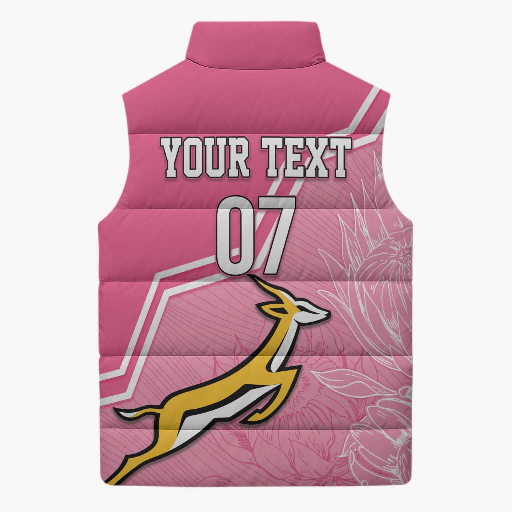Personalized South Africa WC2026 Sleeveless Puffer Jacket Springboks Special Pink