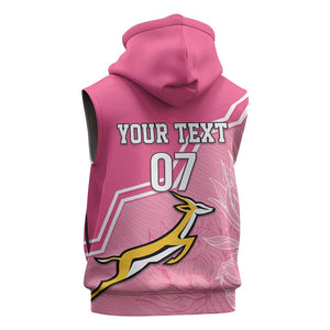 Personalized South Africa WC2026 Sleeveless Zip Hoodie Springboks Special Pink