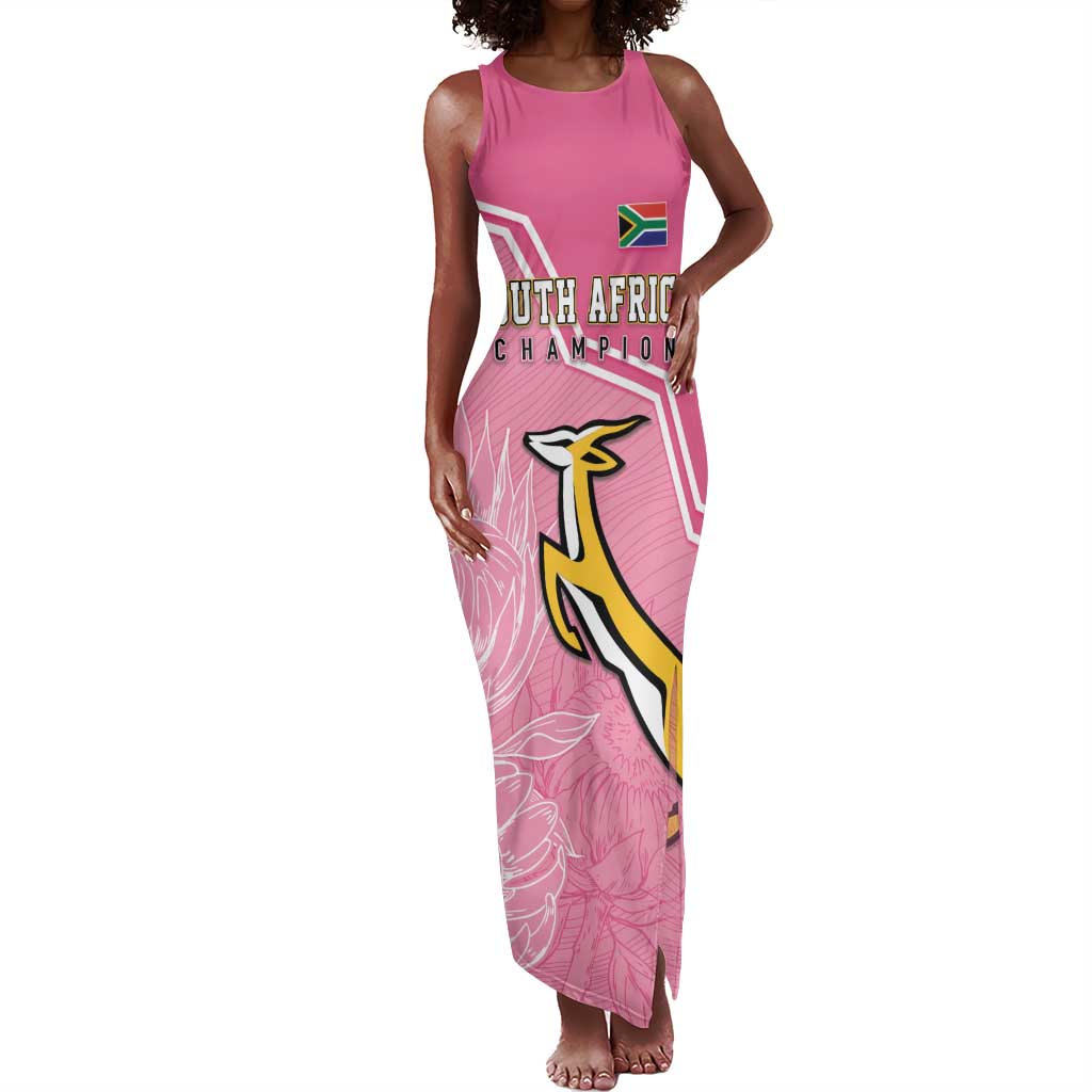 Personalized South Africa WC2026 Tank Maxi Dress Springboks Special Pink