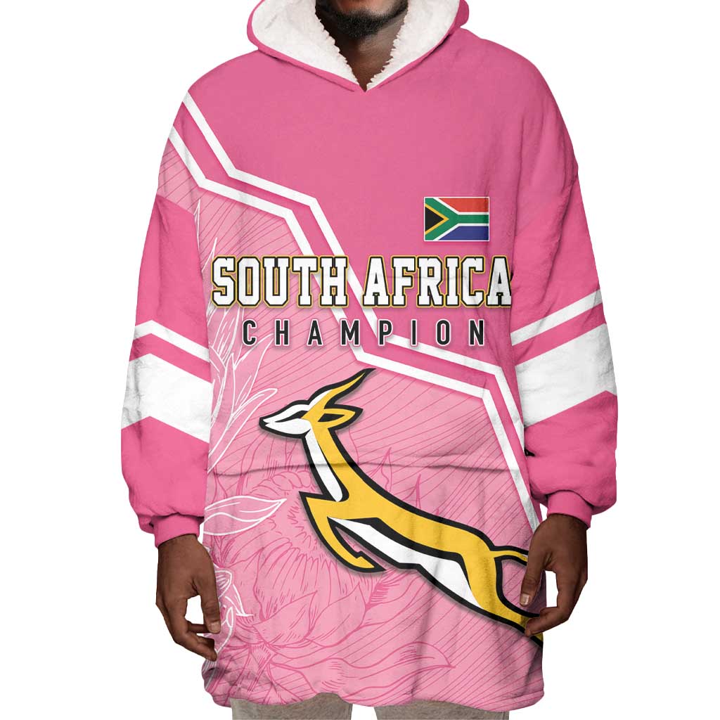 Personalized South Africa WC2026 Wearable Blanket Hoodie Springboks Special Pink
