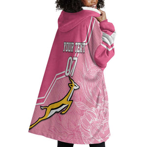 Personalized South Africa WC2026 Wearable Blanket Hoodie Springboks Special Pink
