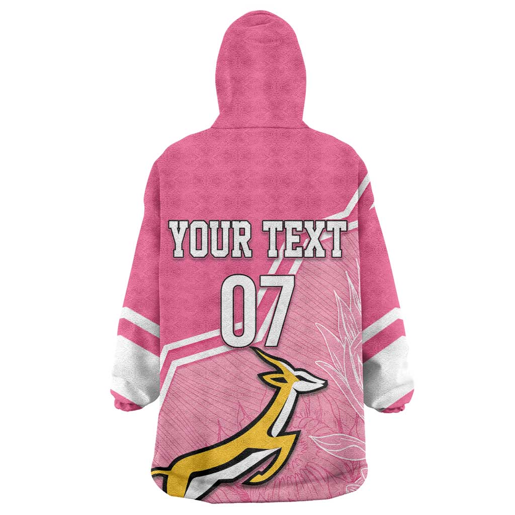 Personalized South Africa WC2026 Wearable Blanket Hoodie Springboks Special Pink