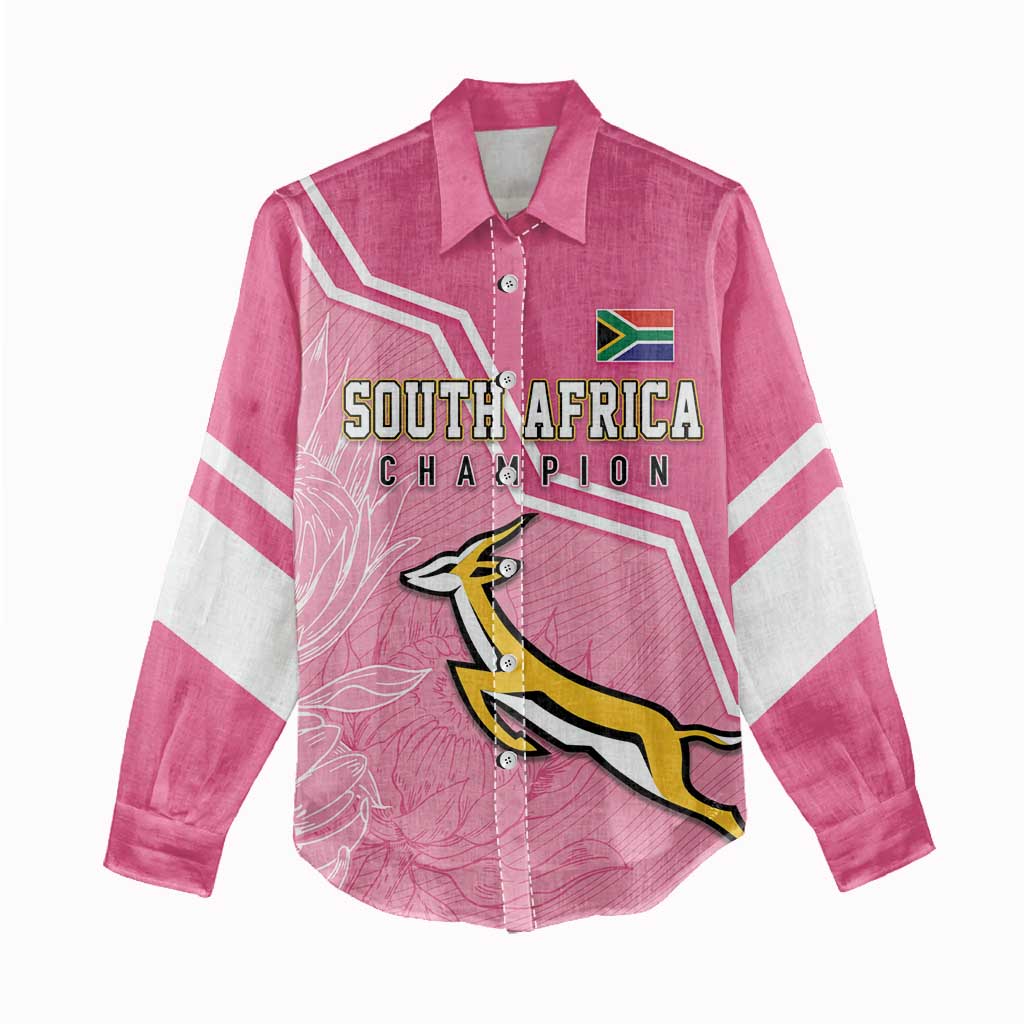 Personalized South Africa WC2026 Women Casual Shirt Springboks Special Pink