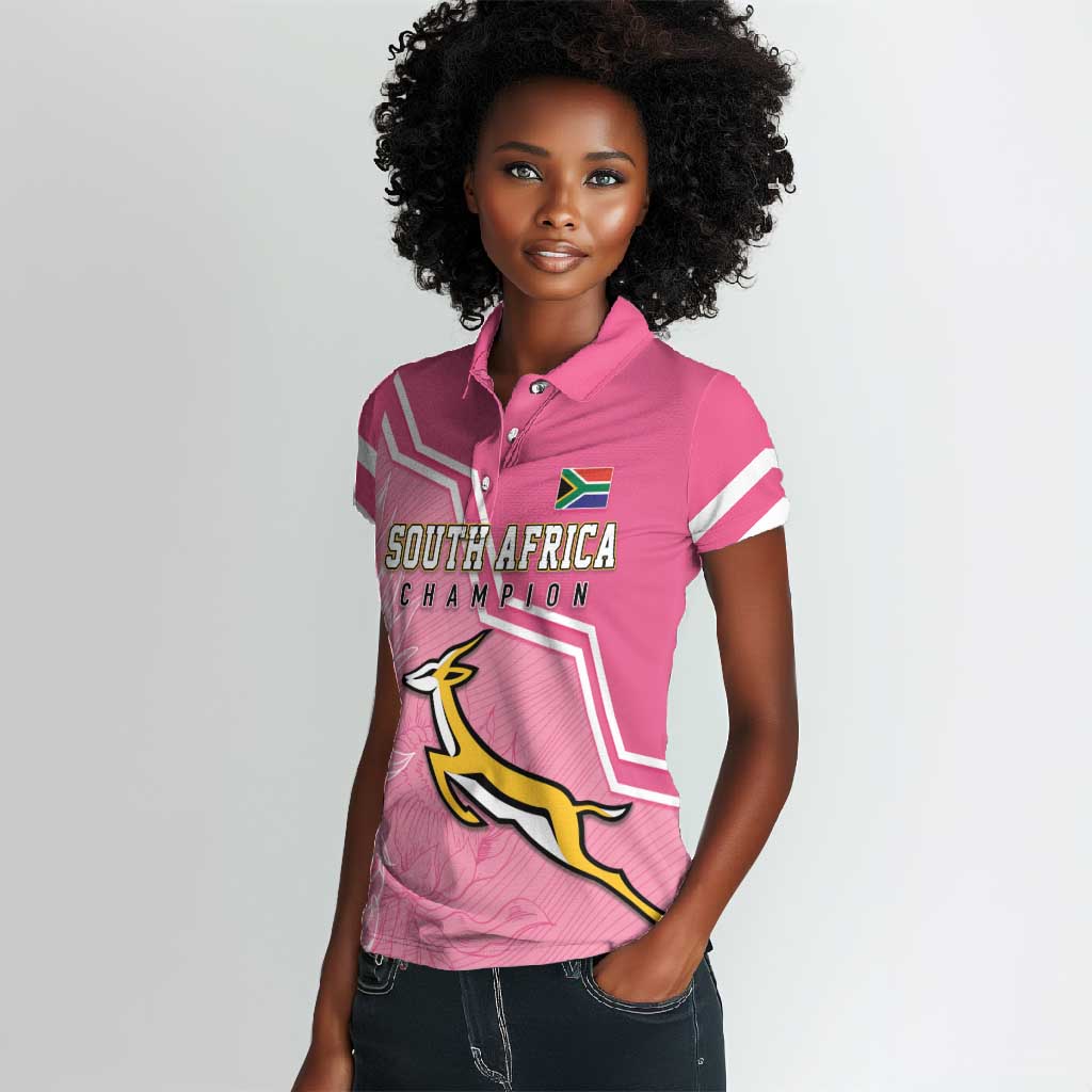 Personalized South Africa WC2026 Women Polo Shirt Springboks Special Pink