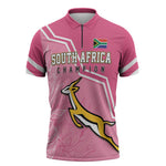 Personalized South Africa WC2026 Zipper Polo Shirt Springboks Special Pink