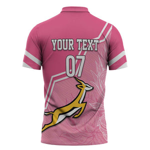 Personalized South Africa WC2026 Zipper Polo Shirt Springboks Special Pink