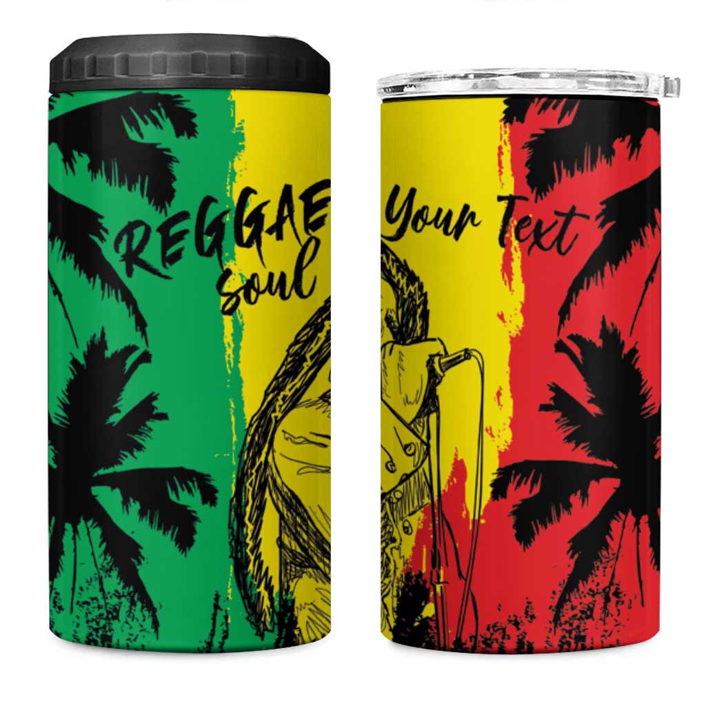 Reggae Soul B.Marley Personalized 4 in 1 Can Cooler Tumbler Tropical Grunge