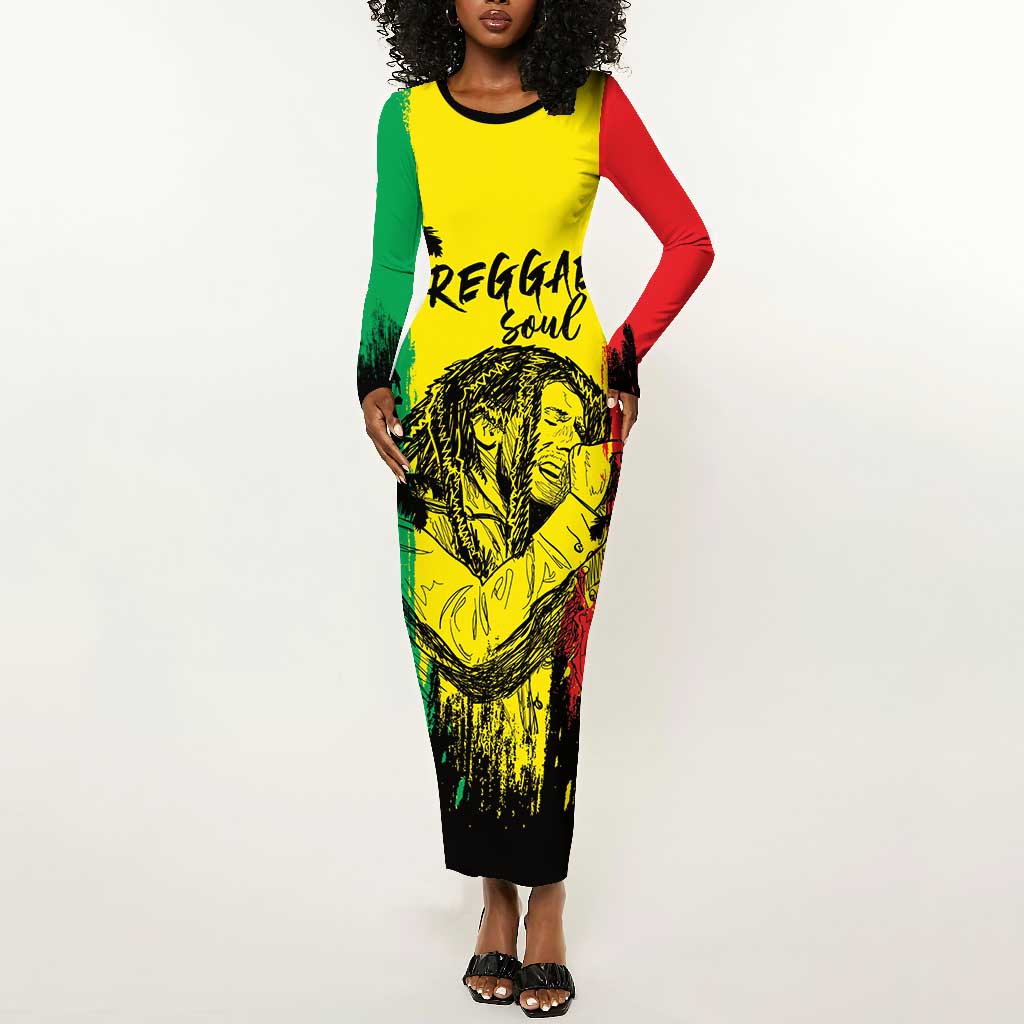 Reggae Soul B.Marley Personalized Long Sleeve Bodycon Dress Tropical Grunge LT7