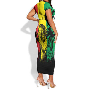 Reggae Soul B.Marley Personalized Short Sleeve Bodycon Dress Tropical Grunge LT7