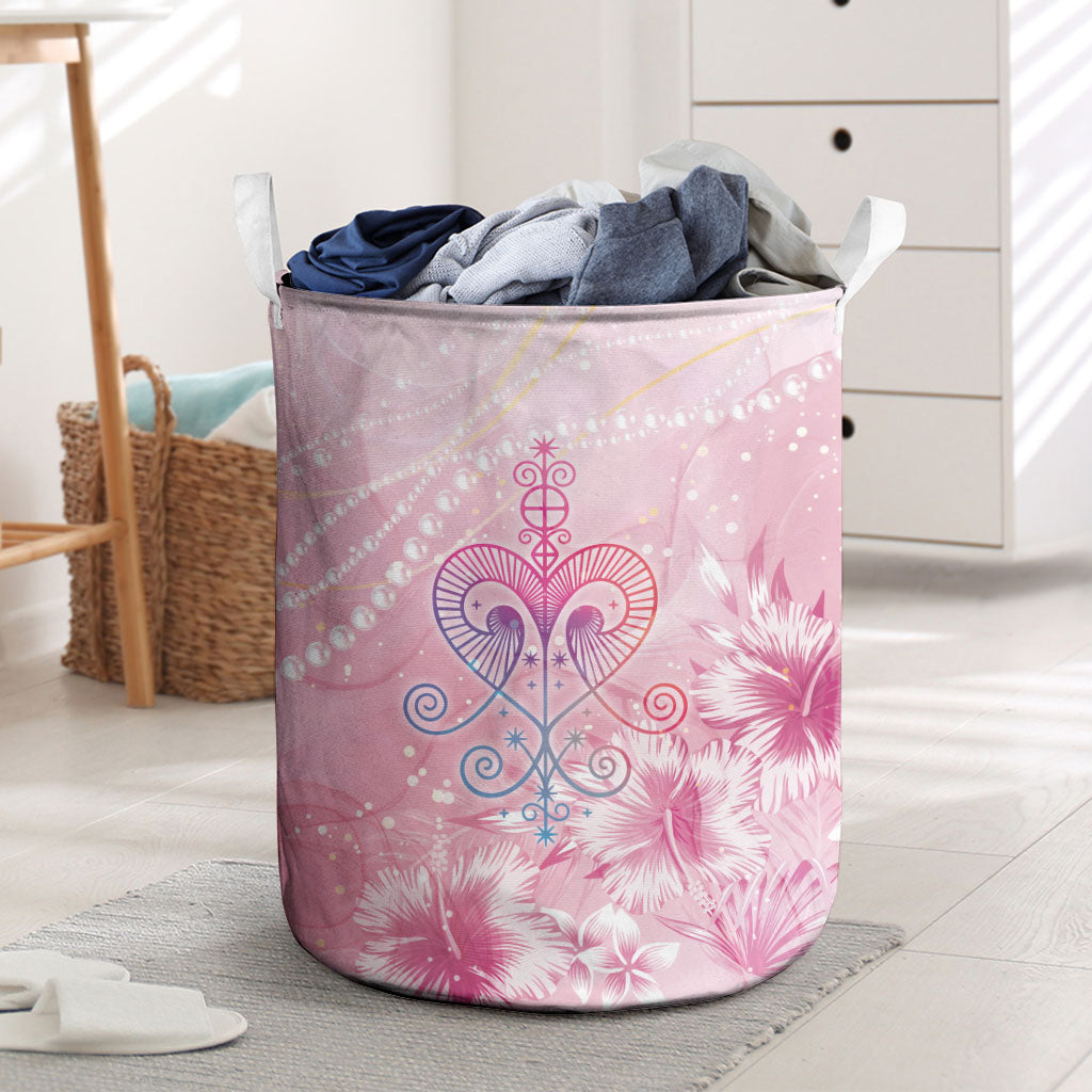 Afro Vodou Erzulie Freda Laundry Basket Hibiscus & Pearls