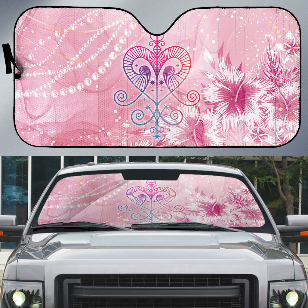 Afro Vodou Erzulie Freda Auto Sun Shade Hibiscus & Pearls