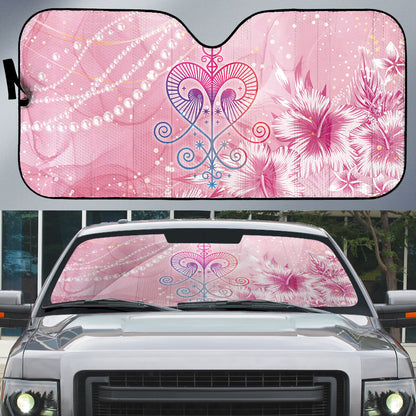 Afro Vodou Erzulie Freda Auto Sun Shade Hibiscus & Pearls
