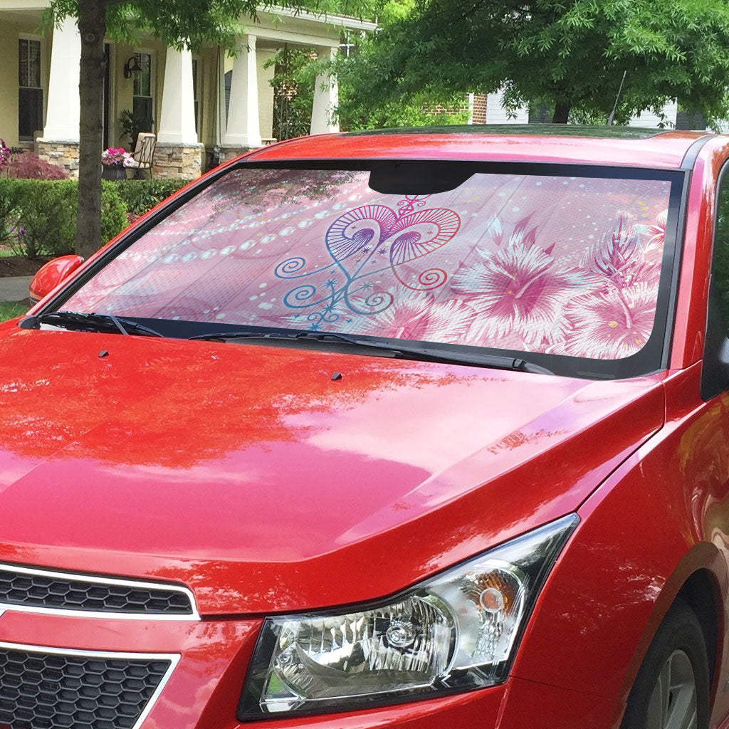 Afro Vodou Erzulie Freda Auto Sun Shade Hibiscus & Pearls
