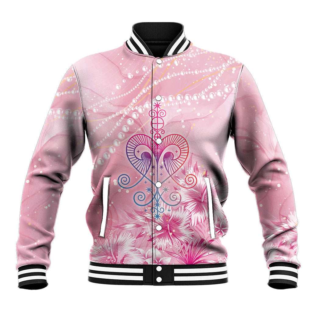 Afro Vodou Erzulie Freda Baseball Jacket Hibiscus & Pearls