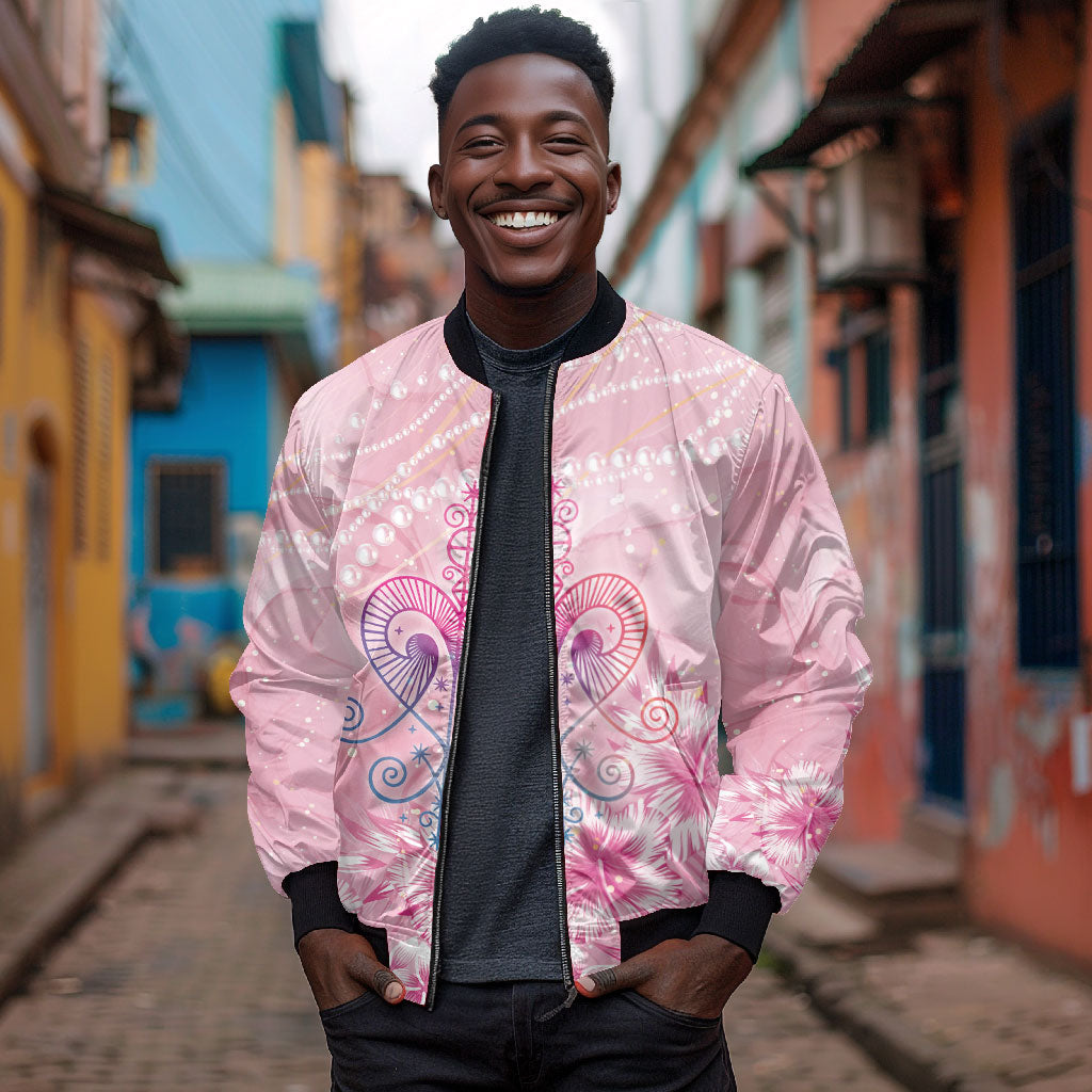 Afro Vodou Erzulie Freda Bomber Jacket Hibiscus & Pearls