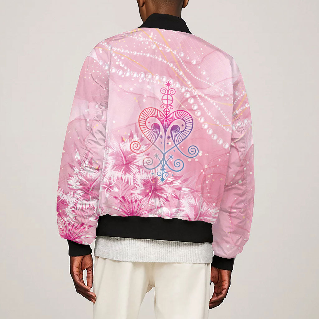 Afro Vodou Erzulie Freda Bomber Jacket Hibiscus & Pearls