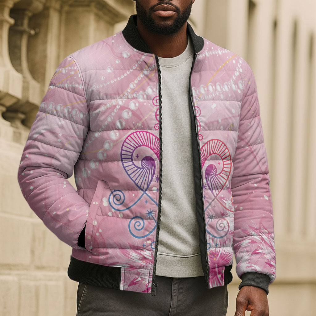 Afro Vodou Erzulie Freda Bomber Puffer Jacket Hibiscus & Pearls
